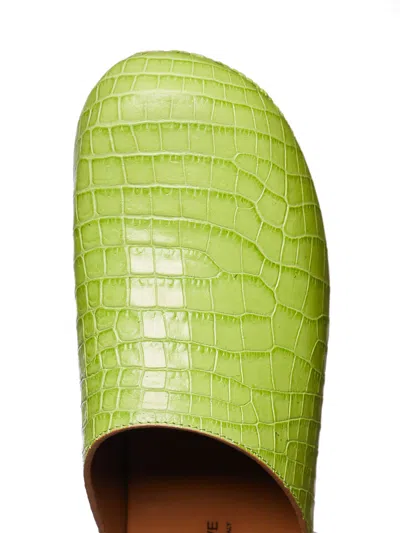 Figure Decorative Crocodile-embossed Leather Mules