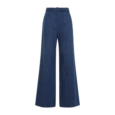 Gabriela Hearst Womens Denim Norman Wide-leg High-rise Cotton And Linen Trousers