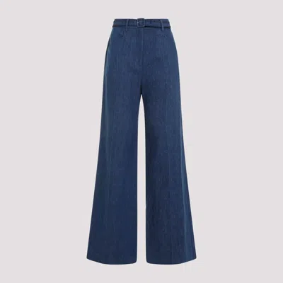 Gabriela Hearst Womens Denim Norman Wide-leg High-rise Cotton And Linen Trousers
