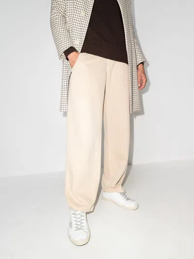 Golden Goose Super-star Sneakers With Ice-gray Suede Star And Light Brown Heel Tab Shoes