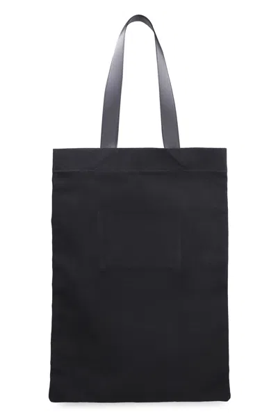 Jil Sander Borsa Shopping In Tela Nera Donna