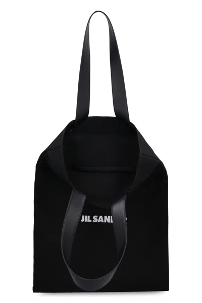 Jil Sander Borsa Shopping In Tela Nera Donna