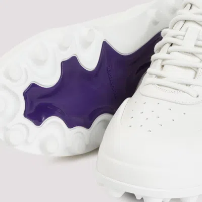 Jil Sander Orb White Low Top Sneakers With Cleated Sole In Leather