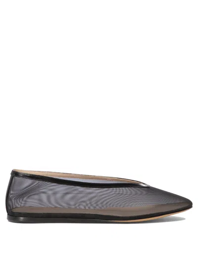 Le Monde Beryl Black Ballerinas In Fishnet Style In Leather Woman