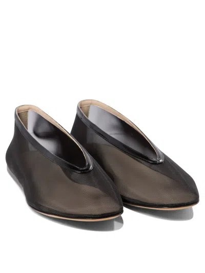 Le Monde Beryl Black Ballerinas In Fishnet Style In Leather Woman