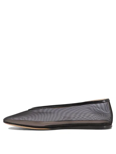 Le Monde Beryl Black Ballerinas In Fishnet Style In Leather Woman