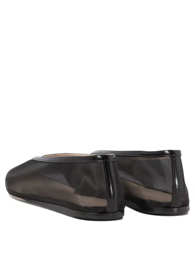 Le Monde Beryl Black Ballerinas In Fishnet Style In Leather Woman