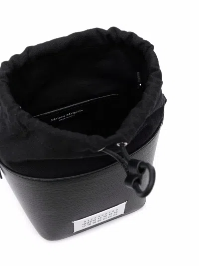 Maison Margiela Black Leather And Canvas Mini 5ac Bucket Bag
