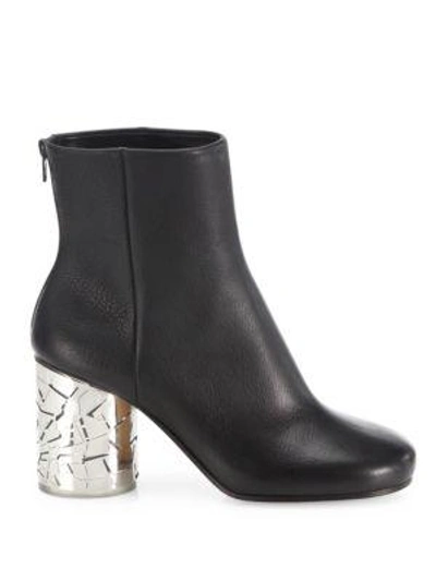 Shop Maison Margiela Leather Laser-cut Heel Booties In Black