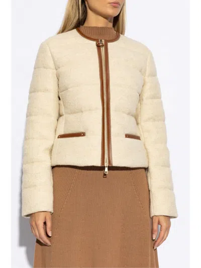 Moncler Serinde Leather-trimmed Quilted Wool-blend Bouclé Down Jacket