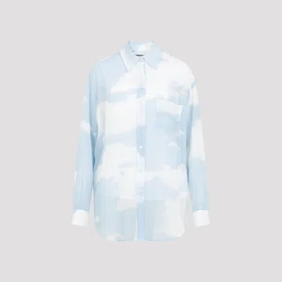 Moschino Blue Silk Long-sleeved Shirt