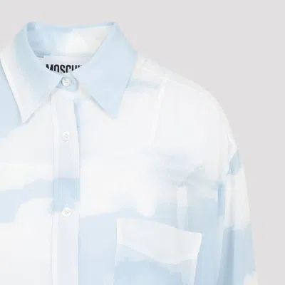 Moschino Blue Silk Long-sleeved Shirt