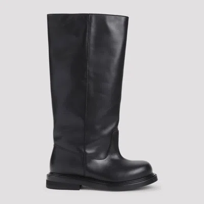 Moschino Elegant Black Leather Ankle Boots With Mini Heel