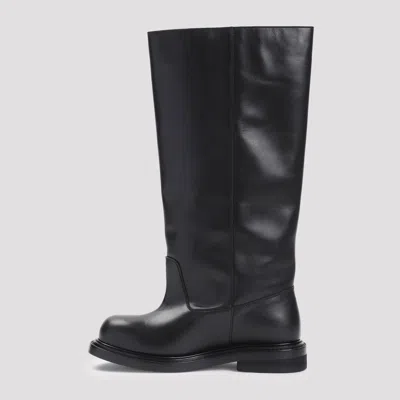 Moschino Elegant Black Leather Ankle Boots With Mini Heel