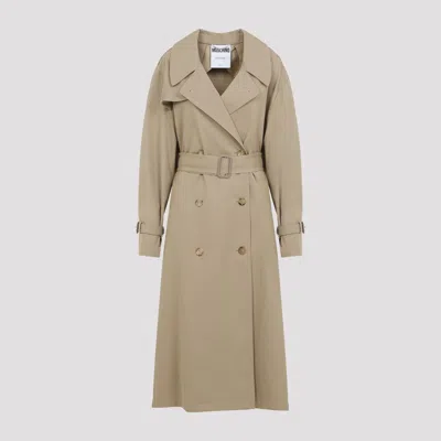 Moschino Cotton Blend Gabardine Long Trench Coat