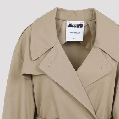 Moschino Cotton Blend Gabardine Long Trench Coat