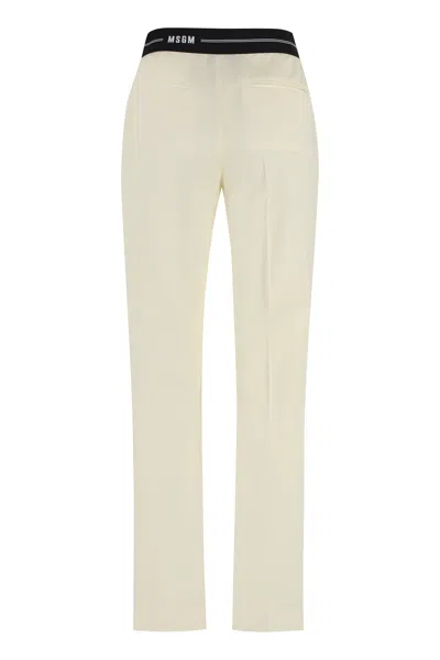 Msgm Trousers Wool Elasticated Waistband In Neutral