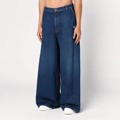 Off-white Embroidered Logo Wide Jeans