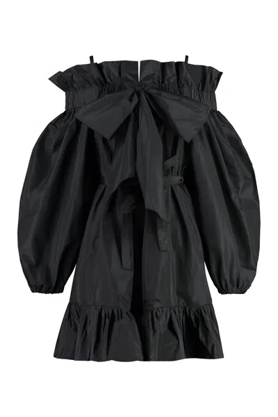 Patou Bow-detail Ruffled Faille Minidress