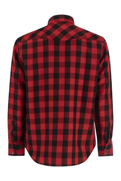 Pt01 Checked Shirt In Cotton And Linen Blend