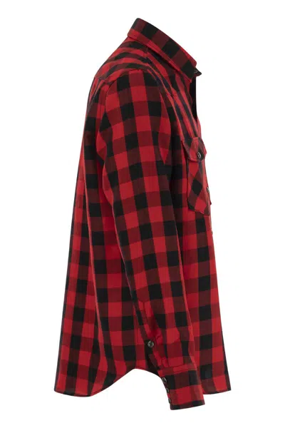 Pt01 Checked Shirt In Cotton And Linen Blend