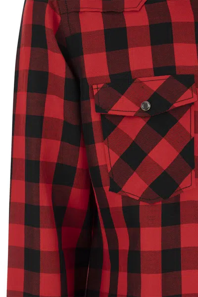 Pt01 Checked Shirt In Cotton And Linen Blend