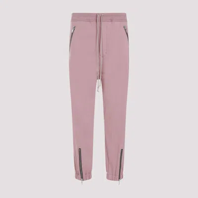 Rick Owens Pink Cotton Track Trousers For Men In Ss24