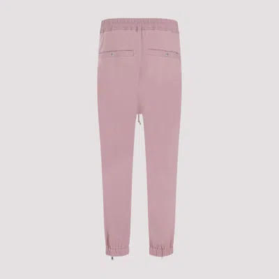 Rick Owens Pink Cotton Track Trousers For Men In Ss24