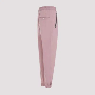 Rick Owens Pink Cotton Track Trousers For Men In Ss24