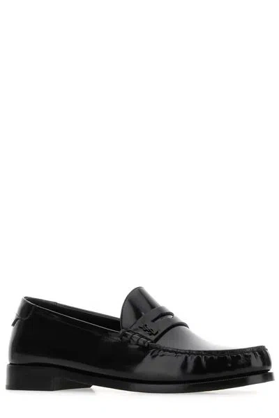 Saint Laurent Le Loafer Moccasins In Shiny Leather Scarpe Basse Black