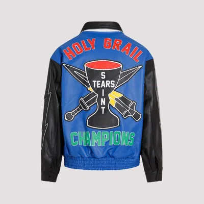 Saint Mxxxxxx X Denim Tears Leather Varsity Jacket