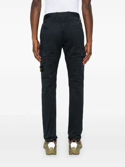Stone Island Compass-patch Cargo Trousers In Black