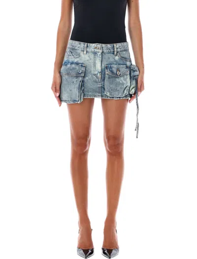 Attico Denim Fay Mini Skirt In Blue
