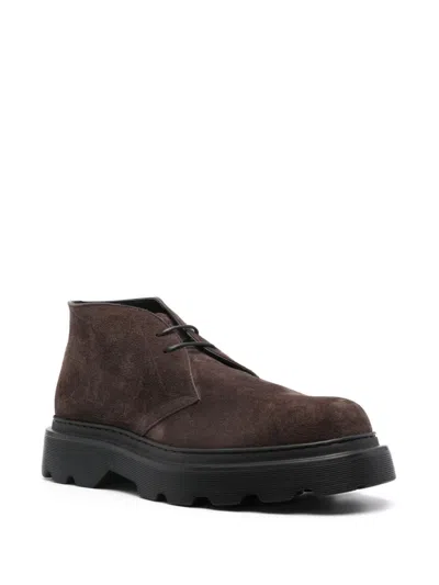 Tod's Brown Suede Casual Shoes With Rubber Sole