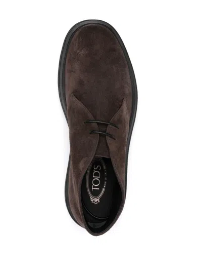Tod's Brown Suede Casual Shoes With Rubber Sole