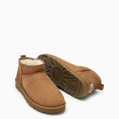 Ugg Classic Ultra Mini Low Heels Ankle Boots In Leather Color Suede