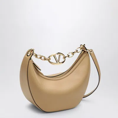 Valentino Vlogo Moon Cappuccino-coloured Small Hobo Bag