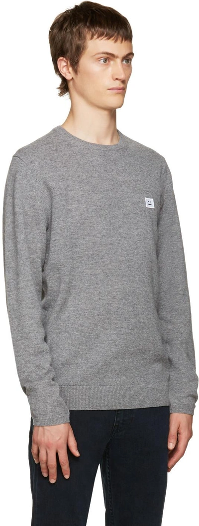 Shop Acne Studios Grey Dasher O Face Sweater
