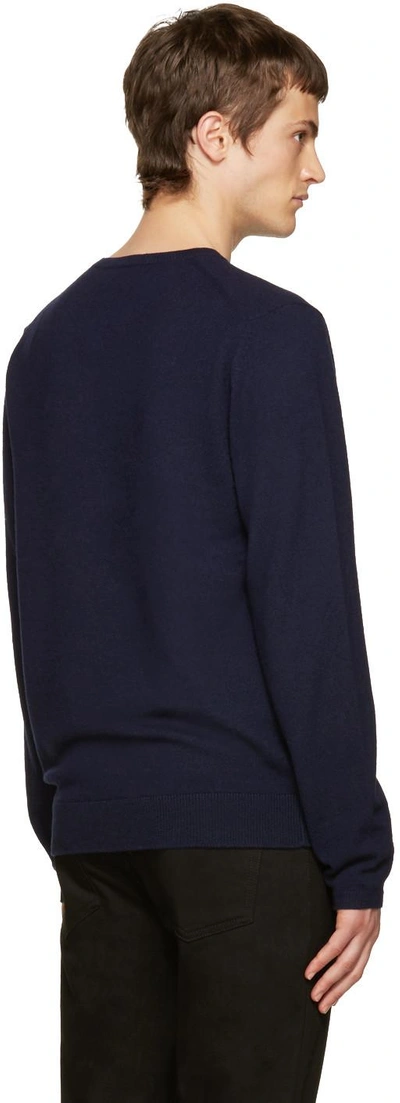 Shop Acne Studios Navy Dasher O Face Sweater