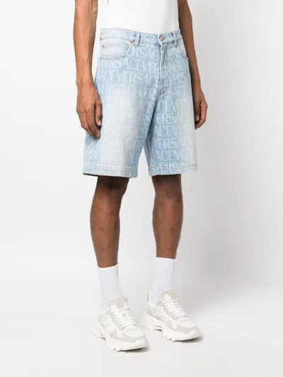 Versace Shorts In Denim Barocco