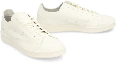Y-3 White Leather Sneakers With Rounded Toe And Lace-up Closure