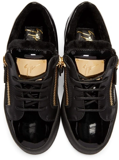 Shop Giuseppe Zanotti Black Patent London Sneakers