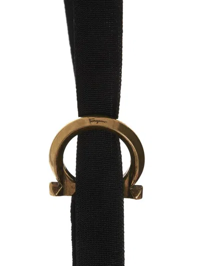 Ferragamo Knit Midi Dress With Gancini Buckle In Black
