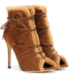 GIANVITO ROSSI ASPEN SUEDE PEEP-TOE ANKLE BOOTS,P00185653