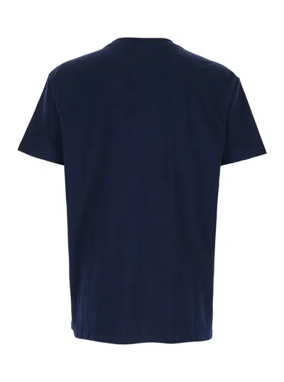 Vivienne Westwood Blue Crewneck T-shirt With Orb Detail In Cotton Man In Blue