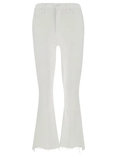 Mother White Cropped Flared Denim Jeans In White
