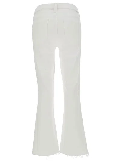 Mother White Cropped Flared Denim Jeans In White