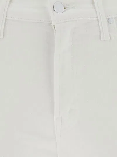 Mother White Cropped Flared Denim Jeans In White