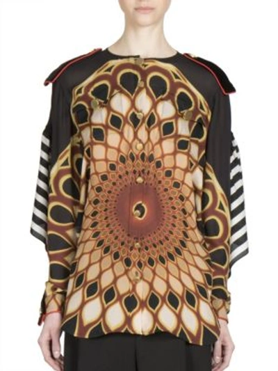 Shop Givenchy Open-back Optical Printed Silk Top In Multi