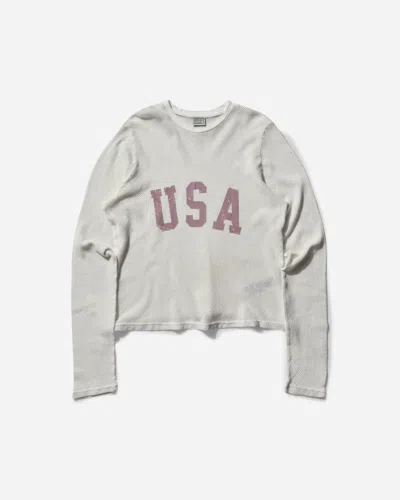 Guess Usa Men S Logo Mesh Longsleeve T-shirt Pearl In White